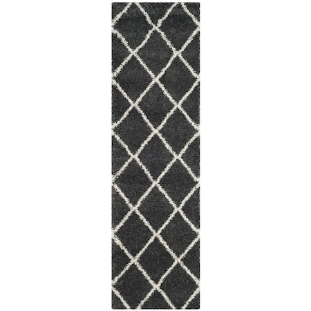 Flowers First 2 ft. 3 in. x 8 ft. Hudson Shag Power Loomed Runner Rug, Dark Grey & Ivory FL2149516